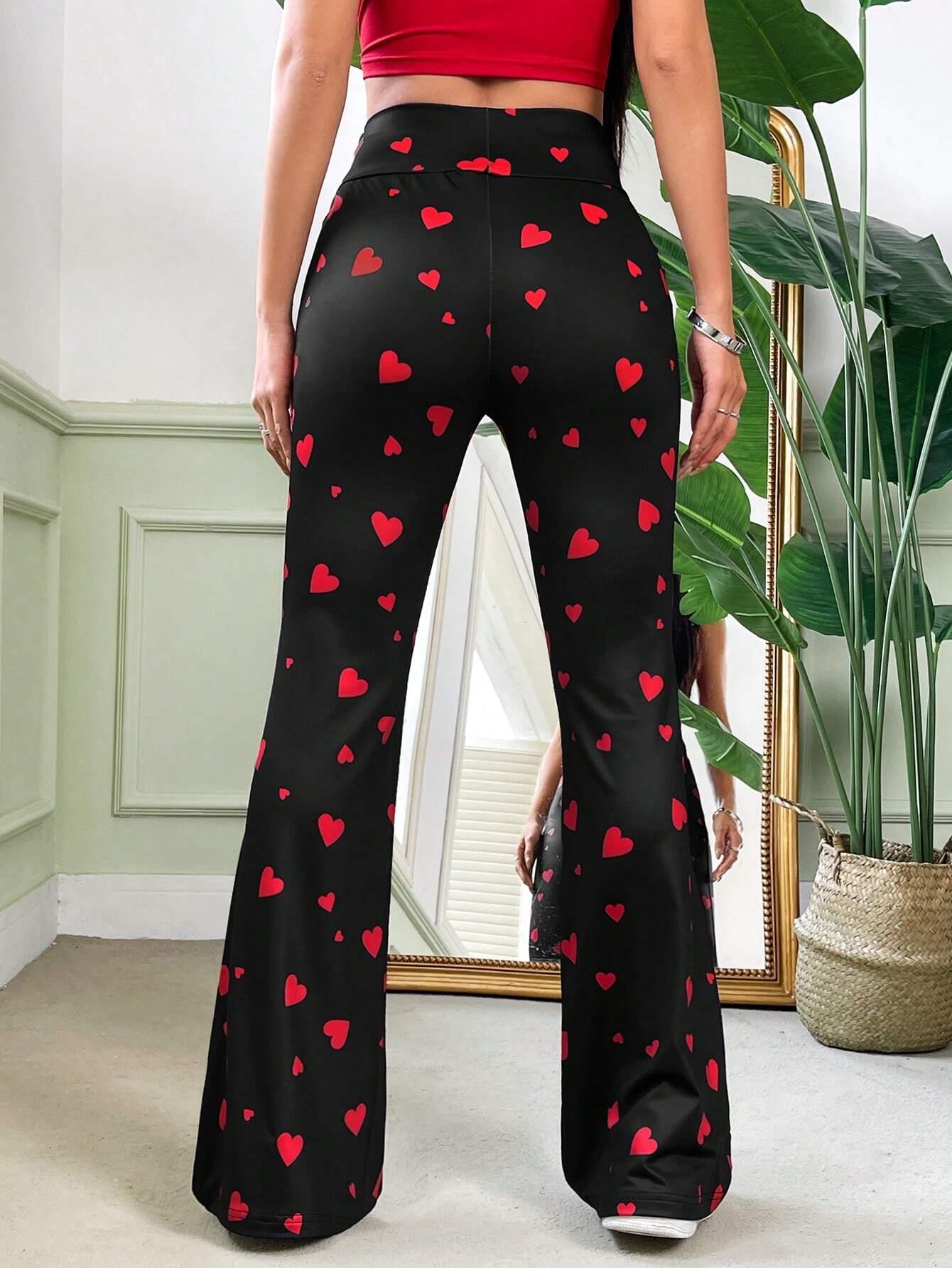 EZwear Women'S Love Print Flared Trousers