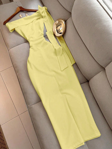 Elegant Sexy Bowknot Up Strap Women's Dress, Graduation Dress