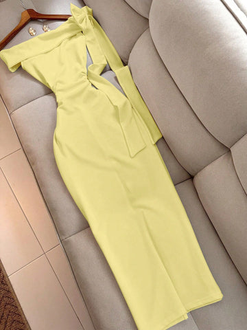Elegant Sexy Bowknot Up Strap Women's Dress, Graduation Dress