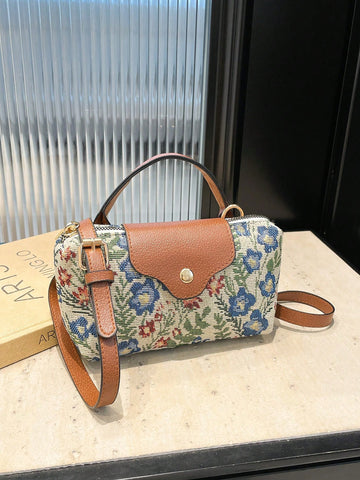 Solid Color Mini Handbag With Adjustable Shoulder Strap