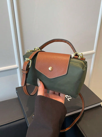 Solid Color Mini Handbag With Adjustable Shoulder Strap