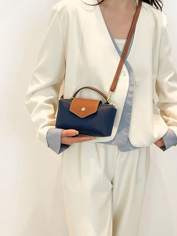Solid Color Mini Handbag With Adjustable Shoulder Strap