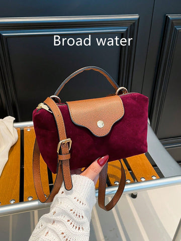 Solid Color Mini Handbag With Adjustable Shoulder Strap