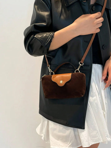 Solid Color Mini Handbag With Adjustable Shoulder Strap