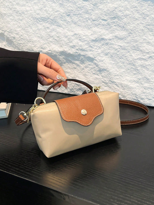 Solid Color Mini Handbag With Adjustable Shoulder Strap