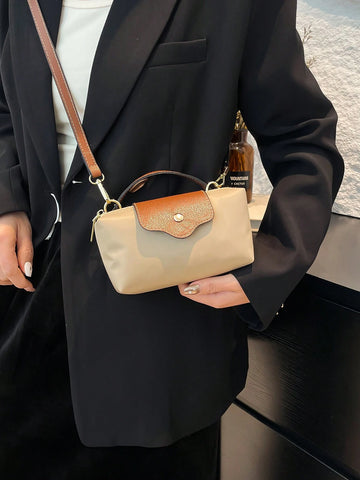 Solid Color Mini Handbag With Adjustable Shoulder Strap