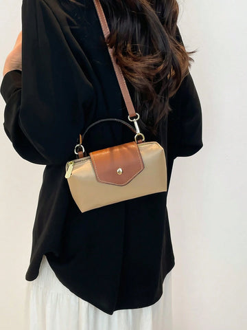 Solid Color Mini Handbag With Adjustable Shoulder Strap