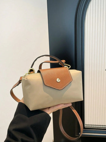 Solid Color Mini Handbag With Adjustable Shoulder Strap