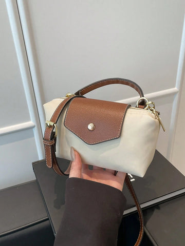 Solid Color Mini Handbag With Adjustable Shoulder Strap