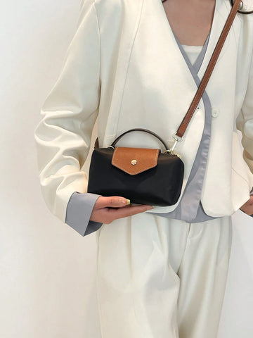 Solid Color Mini Handbag With Adjustable Shoulder Strap