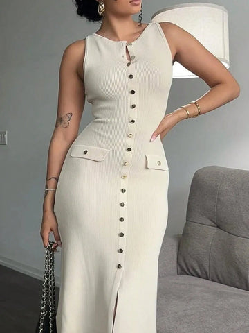 Women's Knitted Ribbed Maxi Dress