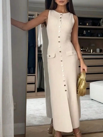 Women's Knitted Ribbed Maxi Dress