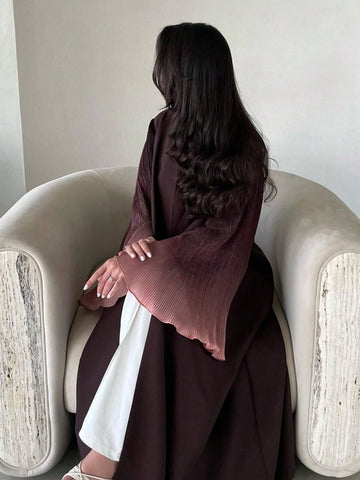Elegant Women's Long Abaya With Pleated Bell Sleeves
