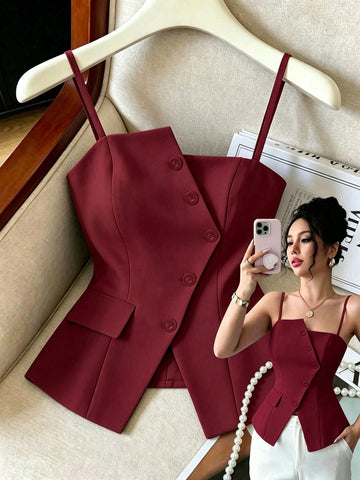 ashionable Versatile Commuting Casual Cinched Waist Camisole