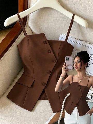 ashionable Versatile Commuting Casual Cinched Waist Camisole