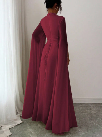 Elenzga Women's Elegant French Romantic Vacation Style Beach Dress