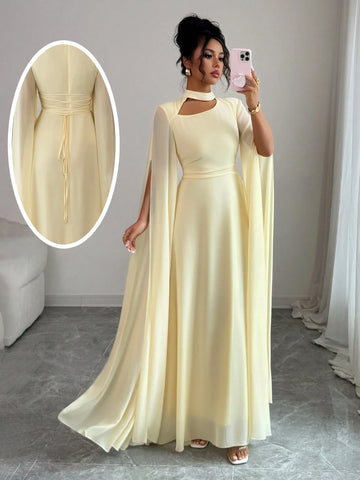 Elenzga Women's Elegant French Romantic Vacation Style Beach Dress