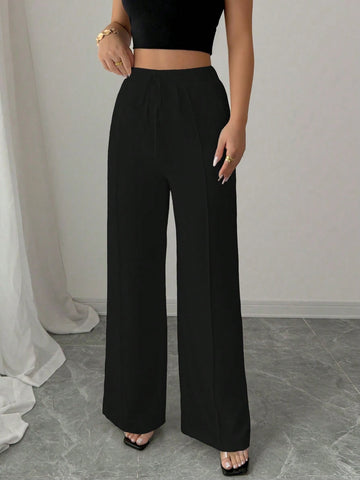 Women's Summer White Elegant Waist Tie Design Straight Leg Pants