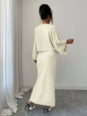 Elenzga Long Sleeve Top And Straight Skirt