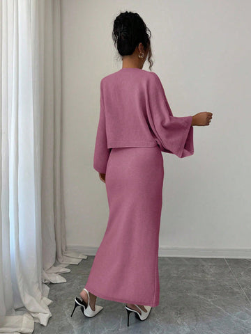 Elenzga Long Sleeve Top And Straight Skirt