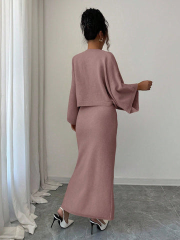Elenzga Long Sleeve Top And Straight Skirt