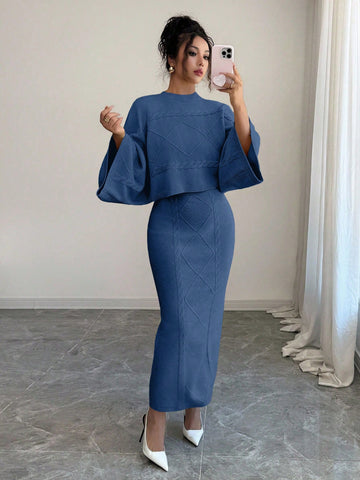 Elenzga Long Sleeve Top And Straight Skirt