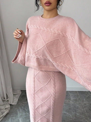 Elenzga Long Sleeve Top And Straight Skirt