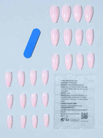 Elevate Your Style With 24pcs Long Almond Shaped Solid Color Fake Nail Set Press On Nails
