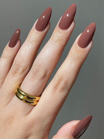 Elevate Your Style With 24pcs Long Almond Shaped Solid Color Fake Nail Set Press On Nails