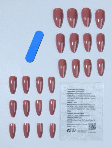 Elevate Your Style With 24pcs Long Almond Shaped Solid Color Fake Nail Set Press On Nails