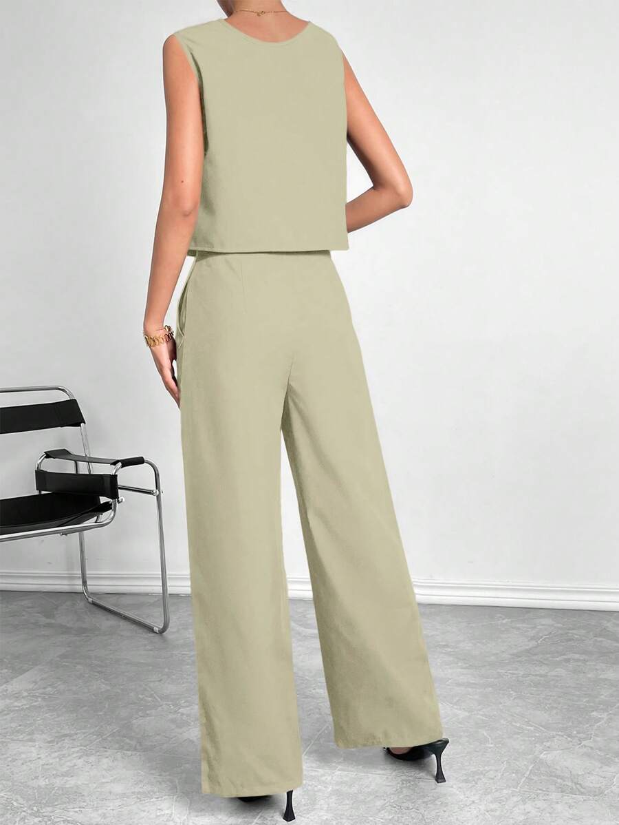 Essnce Solid Tank Top & Wide Leg Pants