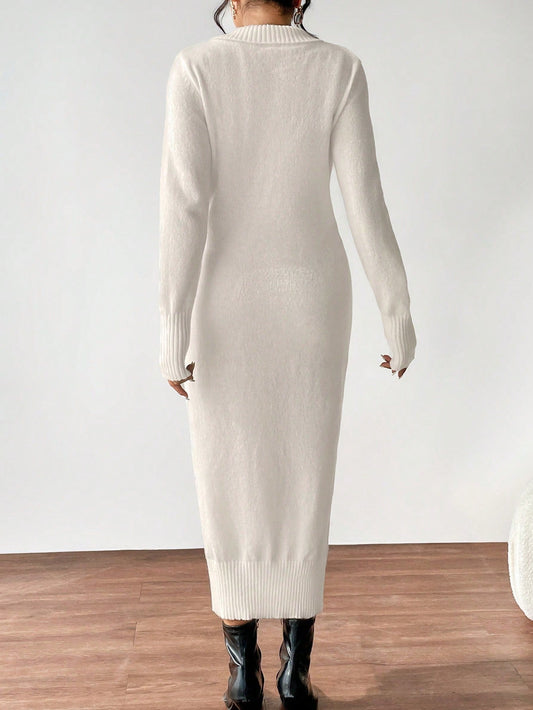 Essnce Solid Wrap Detail Sweater Dress