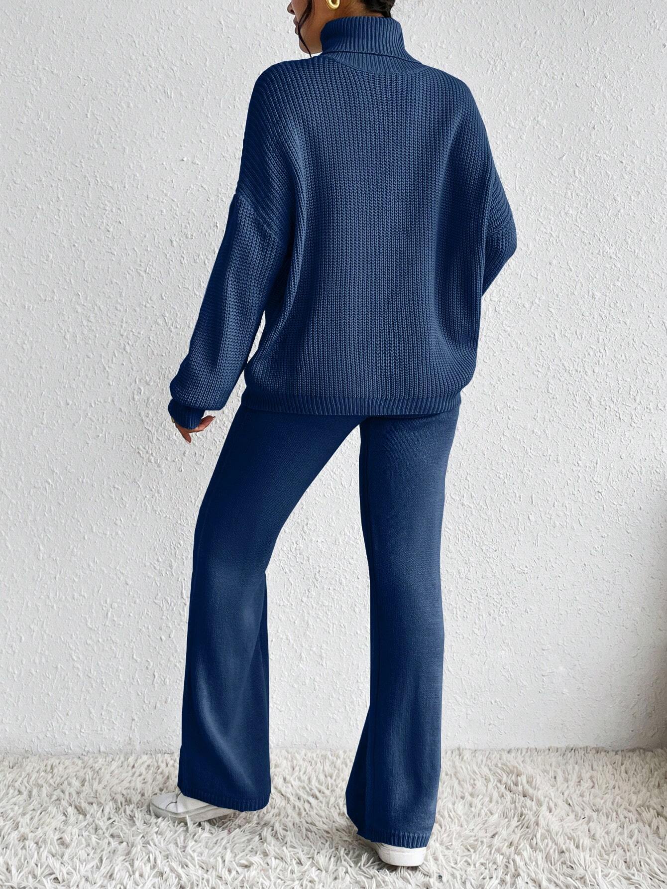 Essnce Turtleneck Drop Shoulder Sweater & Knit Pants