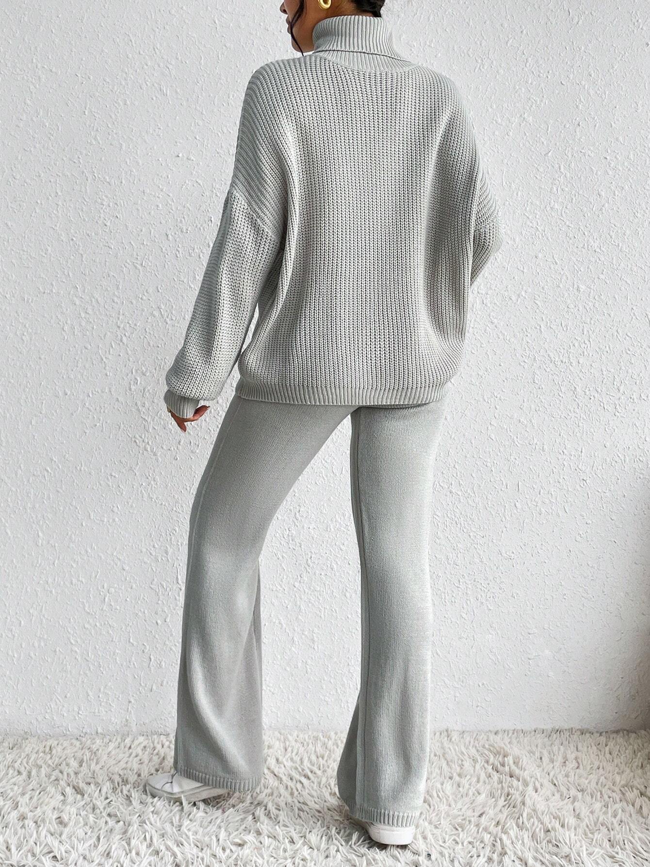 Essnce Turtleneck Drop Shoulder Sweater & Knit Pants