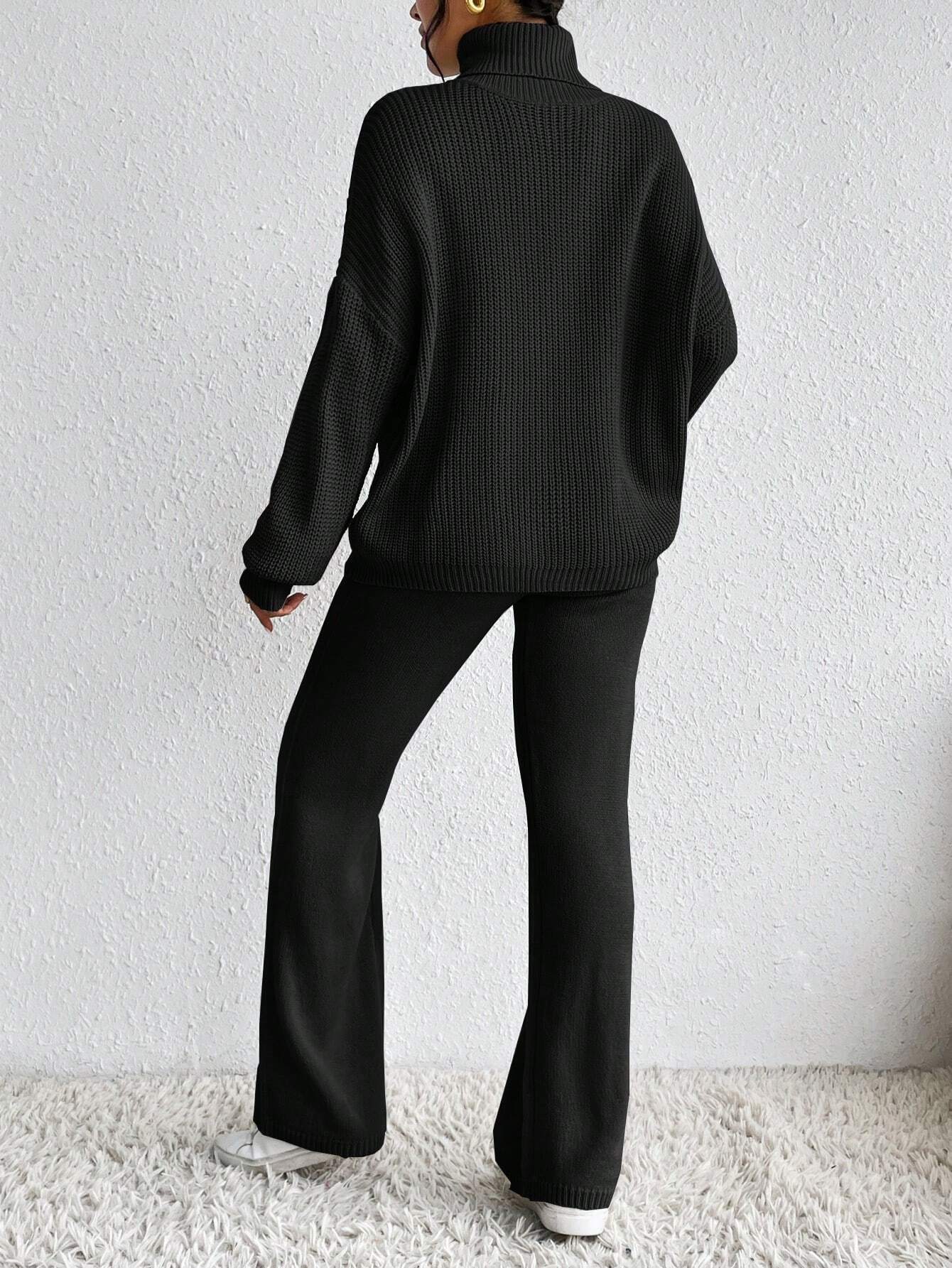 Essnce Turtleneck Drop Shoulder Sweater & Knit Pants