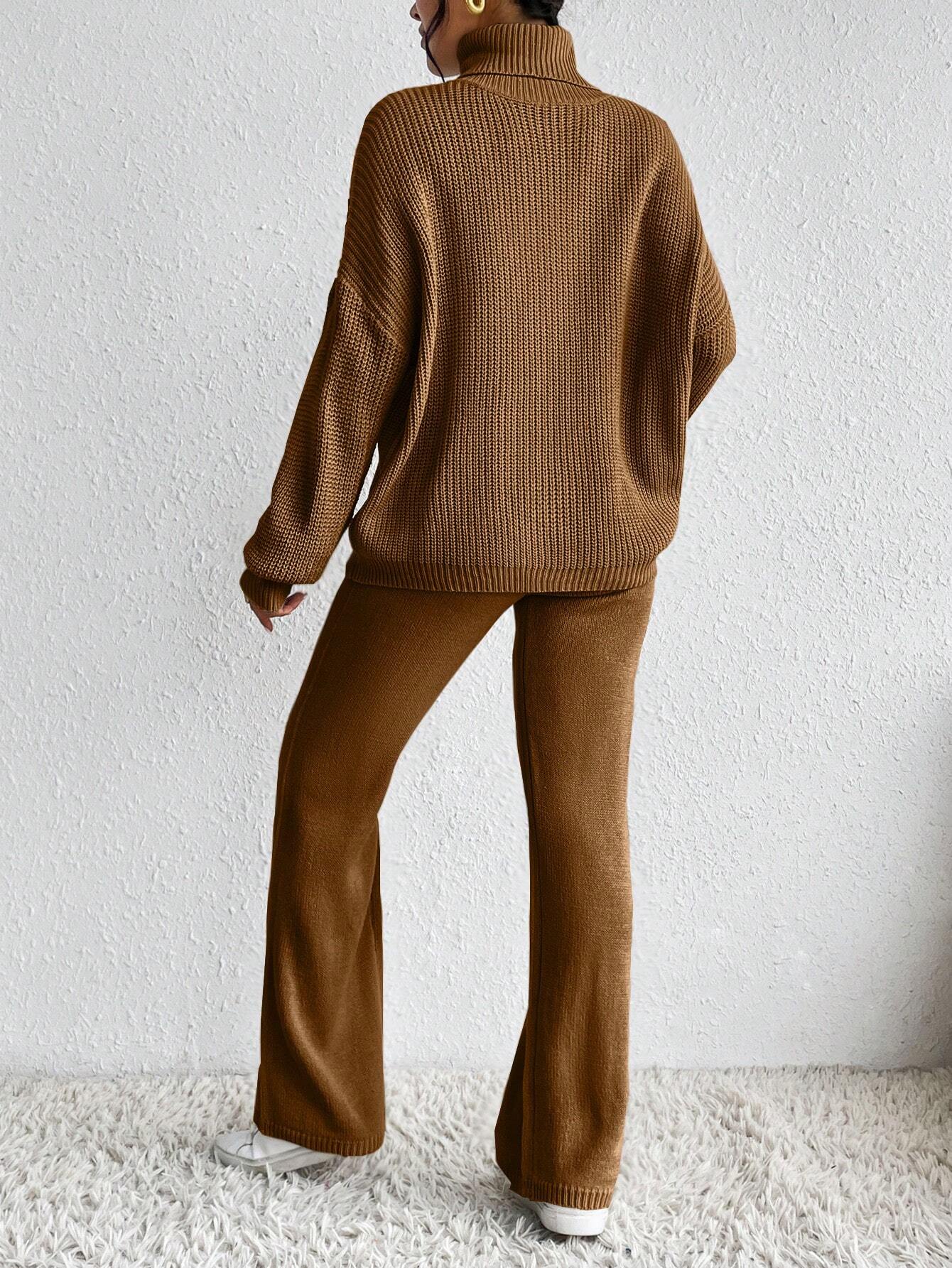 Essnce Turtleneck Drop Shoulder Sweater & Knit Pants