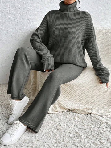 Essnce Turtleneck Drop Shoulder Sweater & Knit Pants