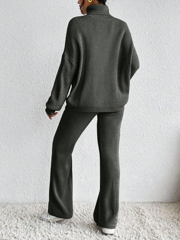 Essnce Turtleneck Drop Shoulder Sweater & Knit Pants