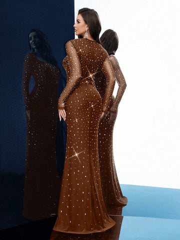 Evening Gown Women Rhinestone Formal Dress