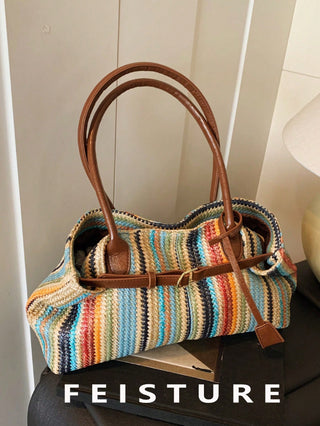 Strap Decor Straw Bag
