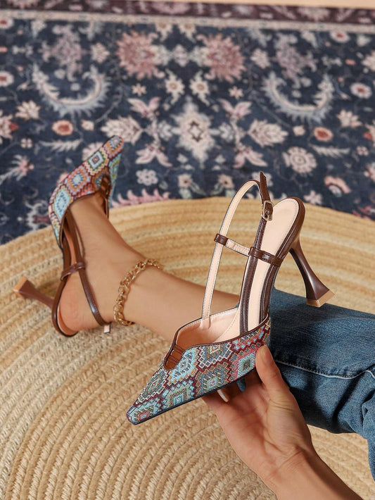 Women's Vintage Embroidered High-Heel Stiletto Pumps
