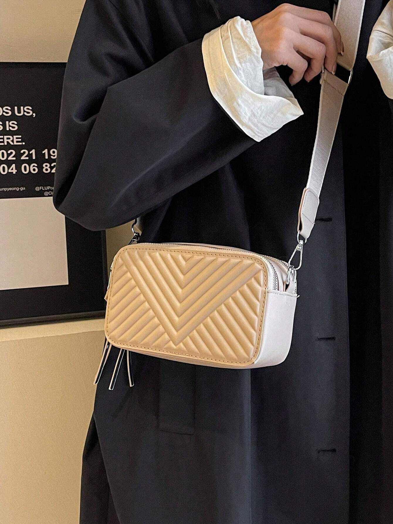 Fashion Trend Color Matching Lady PU Crossbody Bag