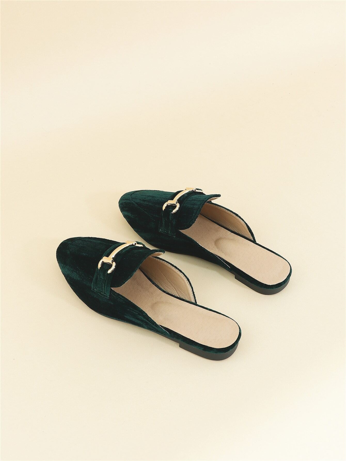 Horsebit Decor Loafer Mules Black Flat Shoes For Women