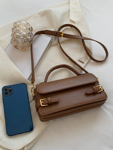 Fashionable Solid Color Retro Pu Leather Women's Handbag & Crossbody Bag
