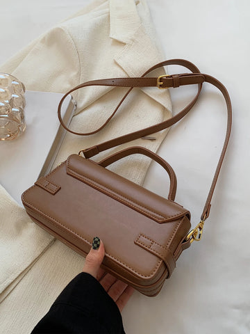 Fashionable Solid Color Retro Pu Leather Women's Handbag & Crossbody Bag