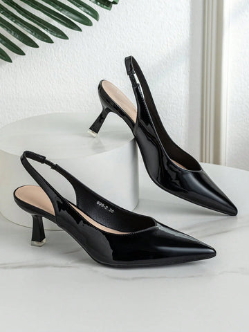Women Point Toe Pyramid Heeled Pumps