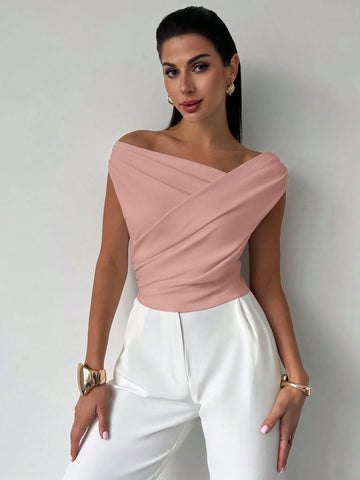 One Shoulder Asymmetrical Ruffled Cropped Top