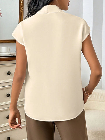 Women Solid Batwing Sleeve Blouse