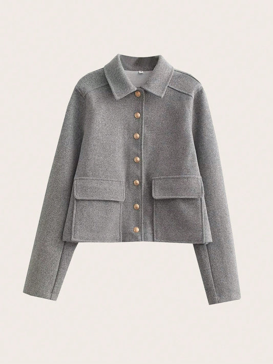 Flap Pocket Raglan Sleeve Button Front Overcoat