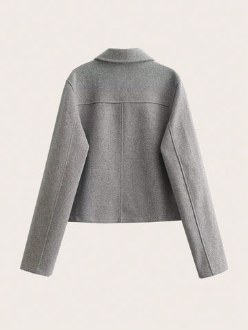 Flap Pocket Raglan Sleeve Button Front Overcoat